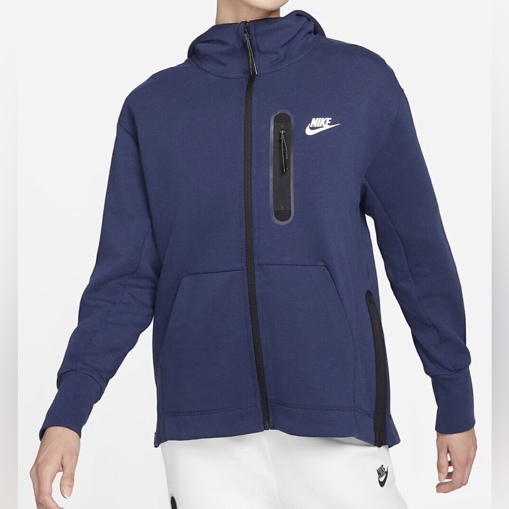NWOT➰ Nike Womens Tech Fleece Navy Blue Full Zip Hoodie Jacket 🧿
